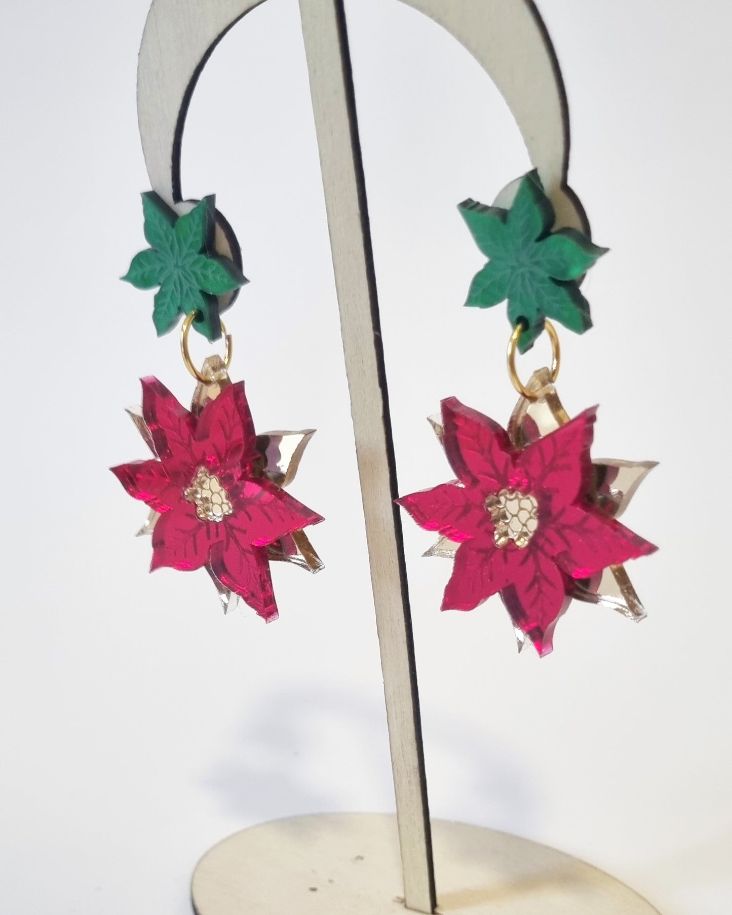 Pendientes glam flor de navidad